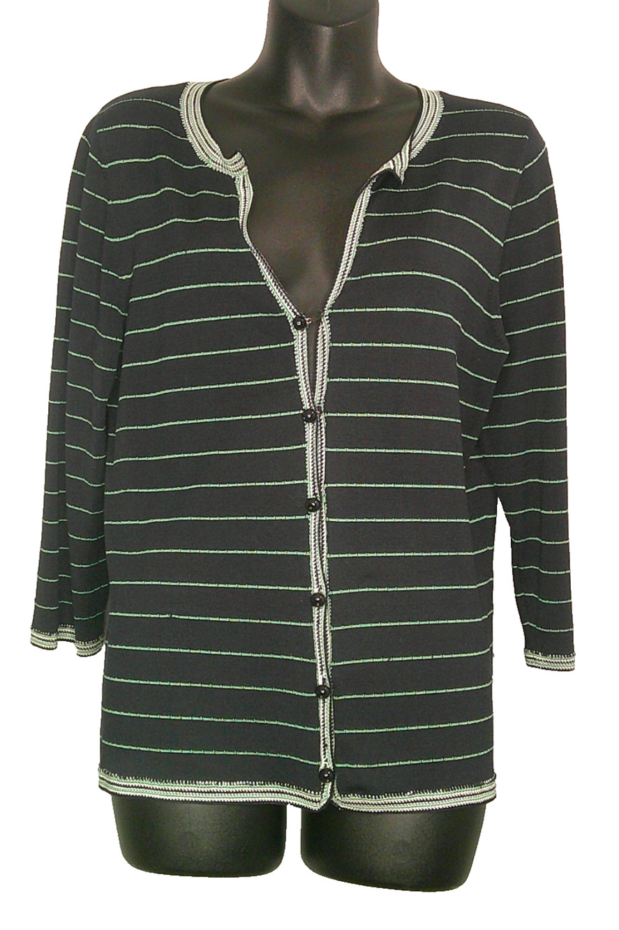 Doncaster Cardigan V-neck Button Down Silk Blend Navy 3/4 Sleeve Women's Medium